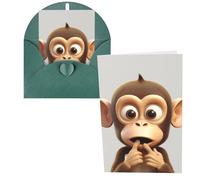 QMNSEHF The silent monkey biglietto di auguri con buste Thank YouCard Biglietto di auguri di buon compleanno per donne uomini Natale Halloween matrimonio biglietti vuoti per tutte le occasioni