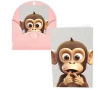 QMNSEHF The silent monkey biglietto di auguri con buste Thank YouCard Biglietto di auguri di buon compleanno per donne uomini Natale Halloween matrimonio biglietti vuoti per tutte le occasioni