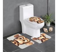 QMNSEHF The Silent Monkey - Set di 3 tappetini da bagno morbidi assorbenti e tappetino a forma di U per copriwater antiscivolo, tappetino da bagno per doccia, 61 x 40,6 cm