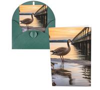 QMNSEHF Wild Goose by the Bridge, biglietto di auguri con buste, biglietto di ringraziamento per donne, uomini, Natale, Halloween, matrimonio, biglietti di auguri per tutte le occasioni, 10 x 15 cm