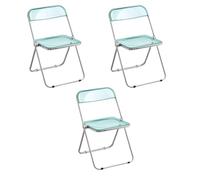 QMNUZCFD Sedia pieghevole portatile in acrilico verde chiaro, struttura in metallo antiruggine, uso interno/esterno, for matrimoni, banchetti, eventi in casa e in chiesa(3 pack)