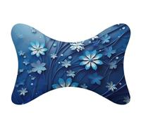 QMNVBDS Cuscino per poggiatesta auto con mini fiore blu, confezione da 2 cuscini per il collo dell'auto con cinghia regolabile in memory foam cuscino per guida traspirante rimovibile cuscino per