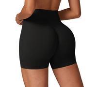 Qmttoae Pantaloncini da palestra senza cuciture da 11,4 cm per sollevamento glutei da donna, pantaloncini da allenamento per il controllo della pancia, ciclismo, yoga, Nero , M