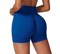 Qmttoae Pantaloncini da palestra senza cuciture da 11,4 cm per sollevamento glutei da donna, pantaloncini da allenamento per il controllo della pancia, ciclismo, yoga, Blu (deep sea), M