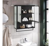 QMTXBYJ Armadio pensile da cucina, 60 cm, con 2 ante in vetro e scaffali aperti, portasciugamani, da appendere, per cucina, bagno, 60 x 23 x 78 cm