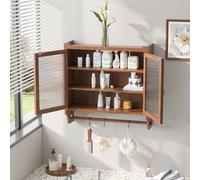 QMTXBYJ Armadio pensile da cucina, 63 cm, con 2 ante in vetro e scaffali aperti, portasciugamani, da appendere, per cucina, bagno, 63 x 18 x 60 cm