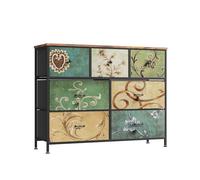 QMTXBYJ Cassettiera con 7 cassetti, cassettiera per camera da letto, armadio in tessuto, stile semplice ed elegante, armadio con cassetti con manico e gambe, 100 x 30 x 78 cm, credenza per camera da