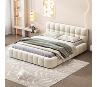 QMTXBYJ Letto imbottito 140 x 190 cm, letto matrimoniale con rete a doghe e schienale morbido, letto matrimoniale 140 x 190, letto per ragazzi piano, piano con rivestimento imbottito