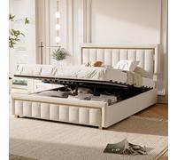 QMTXBYJ Letto matrimoniale imbottito 140 x 190 cm, letto matrimoniale con contenitore e rete a doghe, letto matrimoniale, letto idraulico 140 x 190 cm, con letto e rete a doghe, telaio del letto con