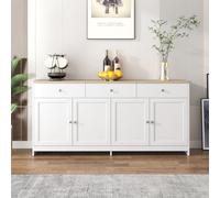 QMTXBYJ Mobile portaoggetti in legno, credenza 160 cm con 4 ante e 3 cassetti, credenza sala da pranzo, ripiani regolabili, credenze cucina, armadio da cucina, armadio da cucina per soggiorno, 160 x