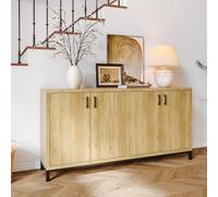 QMTXBYJ Mobile portaoggetti in legno, credenza da 160 cm, con 4 ante e ripiani regolabili, credenza sala da pranzo, credenze cucina, armadio da cucina per soggiorno, 160 x 35 x 80 cm