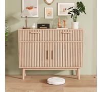 QMTXBYJ Mobile portaoggetti in rattan, credenza 80 cm, credenza sala da pranzo, credenze cucina, cassettiera con 2 cassetti e 2 ante armadio da cucina, armadio da cucina per soggiorno, 100 x 35 x 80