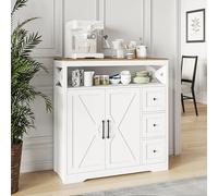 QMTXBYJ Mobiletto portaoggetti in legno, credenza 100 cm con 2 ante e 3 cassetti, ripiani regolabili, credenza sala da pranzo, armadio da cucina per soggiorno, 100 x 40 x 105 cm