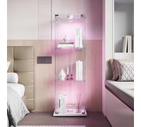QMTXBYJ Vetrina in vetro con illuminazione a LED, 123,3 x 35 x 39,8 cm, moderna vetrina in vetro a 3 strati e 1 ante, vetrina in vetro per ufficio, soggiorno, cucina