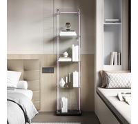 QMTXBYJ Vetrina in vetro con illuminazione a LED, di colore nero, 163 x 35 x 39,8 cm, moderna vetrina in vetro a 4 strati e 1 ante, vetrina in vetro per ufficio, soggiorno, cucina