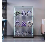 QMTXBYJ Vetrinetta in Vetro,Vetrinetta Espositiva,Vetrina Soggiorno Moderna con 3 Ripiani in Vetro con 2 Porta e Serratura,Vetrine per Collezionismo,Vetrina Negozio,123.3x35x78.5cm