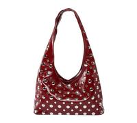 QMVDOJR Borsa a tracolla portatile con rivetti con borchie in metallo Borsa sottobraccio stile punk for ragazza piccante Secchiello dolce e fresco(Red)