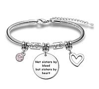 QMVMV - Braccialetti per donne e ragazze con scritta "Not Sisters by Blood But Sisters By Heart", per migliore amico, compleanno, Natale, matrimonio, regalo