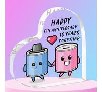 QMVMV Placca acrilica per decimo anniversario di matrimonio, regalo per marito e moglie, in stagno, per donne, uomini, partner, coppie, decimo anniversario di matrimonio