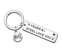 QMVMV Portachiavi per 11 anni di anniversario di matrimonio, regalo per lei, marito, moglie, divertente, 11° anniversario, per uomini, donne, da moglie, maritino, fidanzato, Taglia unica, 1
