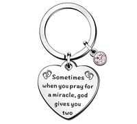 QMVMV Portachiavi per mamma gemella con scritta "mamma gemella", idea regalo per la mamma, regalo di compleanno, festa della mamma, regalo per la mamma gemella, Argento, Taglia unica, 1