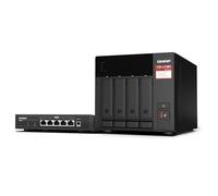 QNAP TS-473A + QSW-1105-5T Bundle Pack NAS Tower Ryzen Embedded V1500B 8Gb DDR4 0Tb QNAP Turbo System Nero - Nouvo