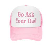 QNBUFOY Cotone Comfort Divertente Cappelli Trucker per Le Donne Vai Chiedi al Tuo papà Ragazze Viaggi Trendy Rosa Estate Personalizzato Berretto da Baseball Maglia Brid Cappello Regalo