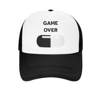 QNBUFOY Cotone Lavato Nero pilled Game Over Pillola Nera Schiuma Trucker Cappello Donna Uomo Estate Outdoor Mesh-Back Cappello cap Robusto Cappello da Sole Adjustbale Regalo