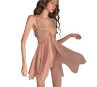 QNCLO Biancheria intima sexy da donna in pizzo camicia da notte cosplay prospettiva anello in acciaio supporto biancheria intima