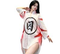 QNCLO Camicia da donna cosplay stile fidanzato anime giapponese chiffon OL segretaria abbigliamento professionale (bianco1)