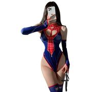 QNCLO Costume intero da donna per cosplay Super Spider Girl Hero Teddy Intimo Anime Giapponese, Blu, taglia unica