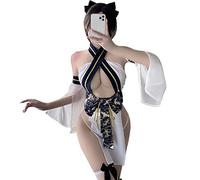 QNCLO Pigiama sexy da donna cosplay cinese cheongsam giapponese geisha danza biancheria intima (bianco1)