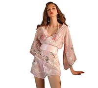 QNCLO sexy vestito cinese kimono giapponese cosplay pigiama sexy kawaii pigiama (rosa)