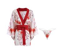 QNCLO vestito cinese sexy kimono giapponese cosplay pigiama sexy kawaii pigiama (bianco rosso)