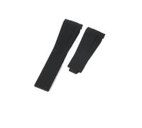 QNGMKBKTDZ Adatto for cinturini in silicone con fibbia pieghevole in acciaio inossidabile Rolex 20 21mm con cinturino in caucciù nero(Black-No buckle)