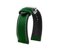 QNGMKBKTDZ Cinturino in caucciù di nylon tela 20mm 22mm 24mm cinturino da uomo adatto for Omega adatto for Breitling adatto for Avengers adatto for accessori for orologi serie Longines(Green white-S)