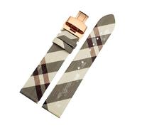 QNGMKBKTDZ Cinturino in pelle con motivo a quadri a smontaggio rapido da 12, 14, 16, 18, 20, 22 mm, bracciale marrone nero, adatto for orologio da uomo e da donna.(Rice white RoseB,18mm)