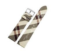 QNGMKBKTDZ Cinturino in pelle con motivo scozzese a smontaggio rapido 12 14 16 18 20 22 mm Bracciale marrone nero adatto for BURBERRY Uomo Donna WatchChain(Rice white silver A,16mm)