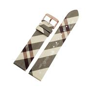 QNGMKBKTDZ Cinturino in pelle con motivo scozzese a smontaggio rapido 12 14 16 18 20 22 mm Bracciale marrone nero adatto for BURBERRY Uomo Donna WatchChain(Rice white RoseA,16mm)