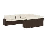 Qnhdfrt 10 pezzi - Set divano da giardino in polyrattan, 62 x 62 cm, modulo angolare e centrale con vano portaoggetti, cuscino bianco panna, modulare per balcone, terrazza e cortile