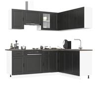 Qnhdfrt 11-TLG Set di mobili da cucina Porto nero in legno angolo cottura con ampio spazio per la decorazione della cucina