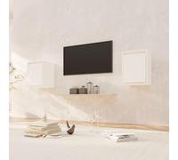 Qnhdfrt 2 armadi sospesi bianchi in legno di pino massiccio, 30 x 30 x 40 cm, robusti per libreria, decorazione e TV in soggiorno e cucina