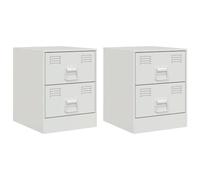 Qnhdfrt 2 Comodini in Acciaio Bianchi 34,5x39x44 cm con 2 Cassetti | Mobili contenitori in metallo robusto per camera da letto, ideali per organizzare libri e telecomandi sul piano.