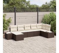Qnhdfrt 7 divani sezionali per esterni, in polyrattan marrone, design moderno, con cuscino per giardino, terrazza, balcone, lounge