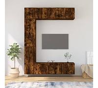 Qnhdfrt 7-TLG - Set di mobili per TV, in legno di affumicatura, 100 cm, 3 altezze, montaggio a parete, stile moderno e ricco di spazio per Living Room
