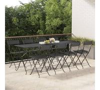 Qnhdfrt 8 sedie pieghevoli da bistrot in rattan e acciaio, pieghevoli, per giardino, balcone, campeggio, colore nero, 8 pezzi