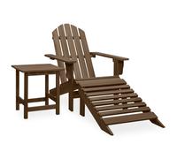 Qnhdfrt Adirondack - Sedia con poggiapiedi e tavolo, in legno di abete massiccio, 69,5 x 147,5 x 89,5 cm, ergonomica, colore marrone, salvaspazio, per piccoli balconi, terrazze e giardini