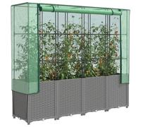 Qnhdfrt Aiuola rialzata con inserto per serra, 160 x 40 x 153 cm, effetto rattan, per balcone, terrazza e giardino