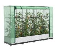 Qnhdfrt Aiuola rialzata con inserto per serra, effetto rattan, 160 x 40 x 123 cm, bianco, verde, per giardino, balcone, terrazza, sottile, alta, con struttura in ferro stabile e copertura impermeabile