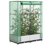 Qnhdfrt Aiuola rialzata con inserto per serra, effetto rattan, 80 x 40 x 123 cm, per giardino, balcone, terrazza, struttura stabile con telaio in ferro e copertura impermeabile